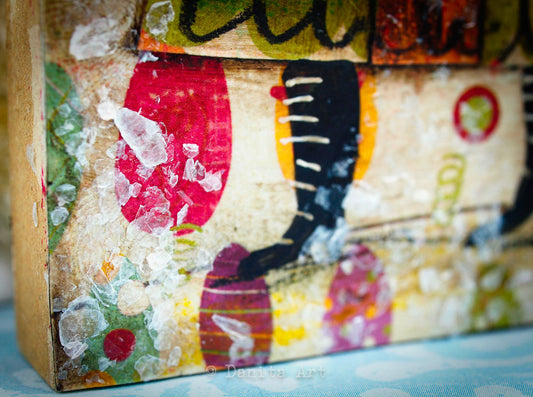 Snow angel in green stripes, Original Art by Danita Art