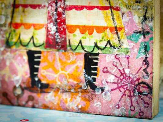 Snow angel in red stripes, Original Art by Danita Art