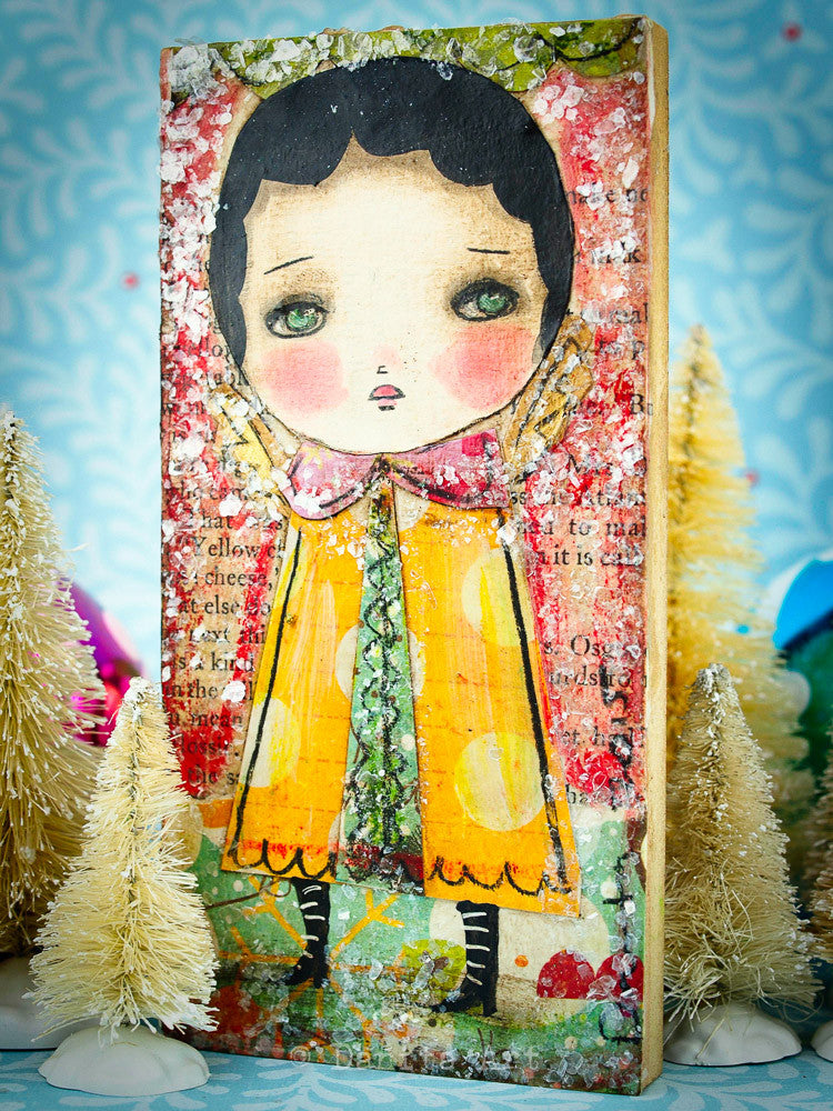 Snow angel in yellow, Original Art by Danita Art
