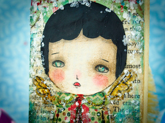 Snow angel in green, Original Art by Danita Art