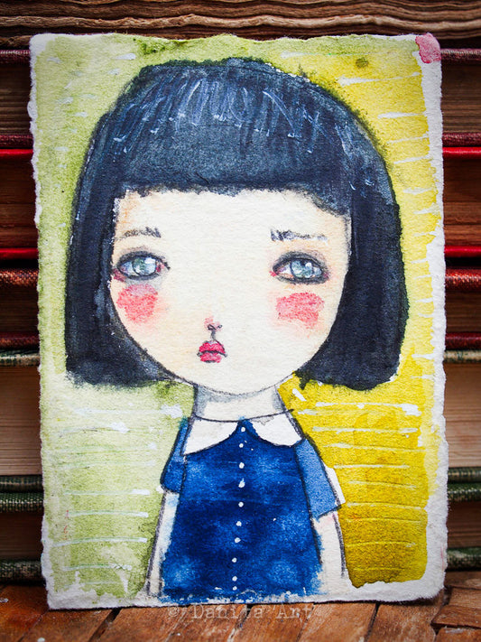 Annabelle, an Original Watercolor ACEO Card Study, Original Art by Danita Art