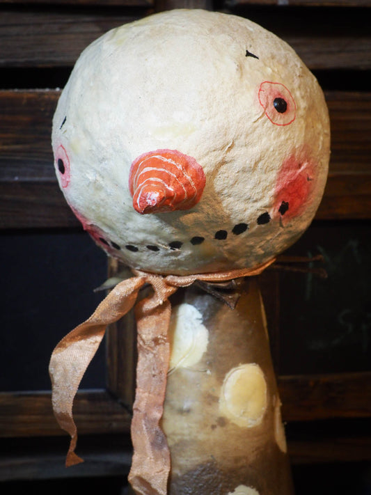 Beeswax covered snowman Christmas ornament by Danita Art, Art Doll by Danita Art