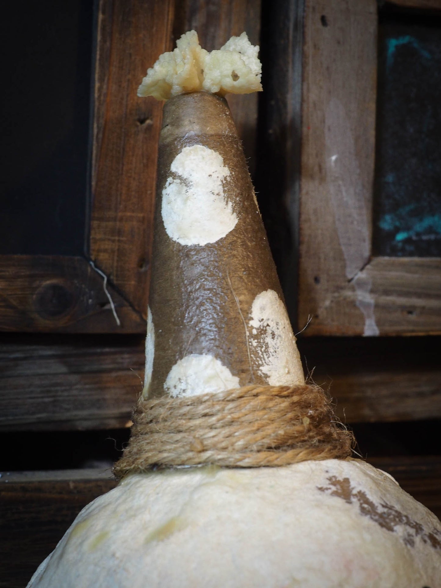 Beeswax covered snowman Christmas ornament by Danita Art, Art Doll by Danita Art