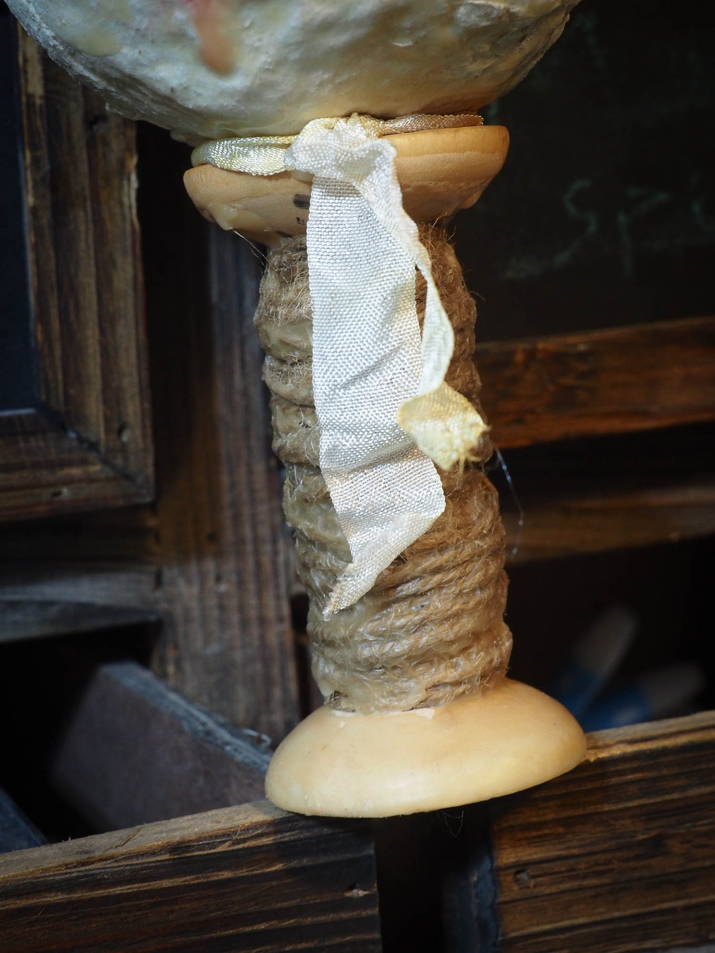 Beeswax covered snowman Christmas ornament by Danita Art, Art Doll by Danita Art