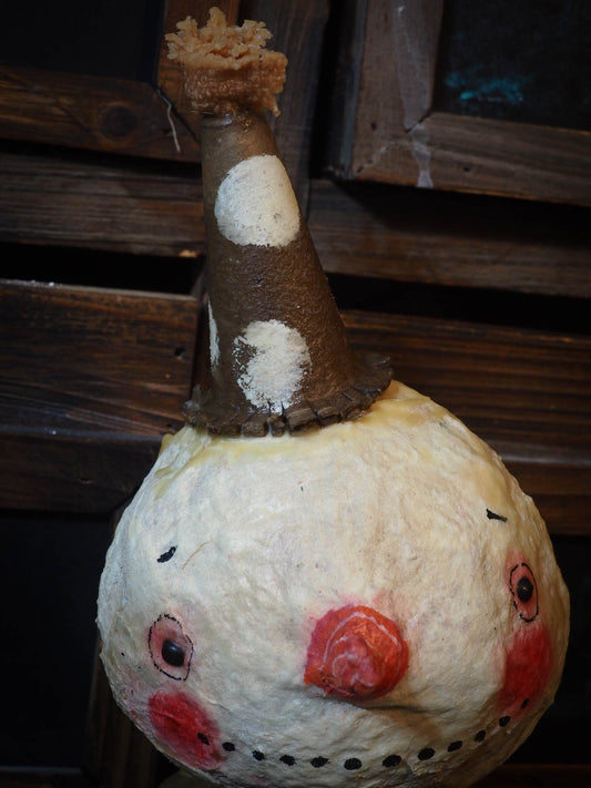 Beeswax covered snowman Christmas ornament by Danita Art, Art Doll by Danita Art