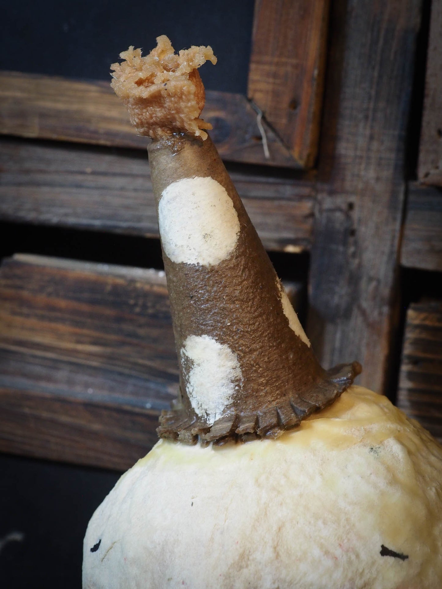 Beeswax covered snowman Christmas ornament by Danita Art, Art Doll by Danita Art