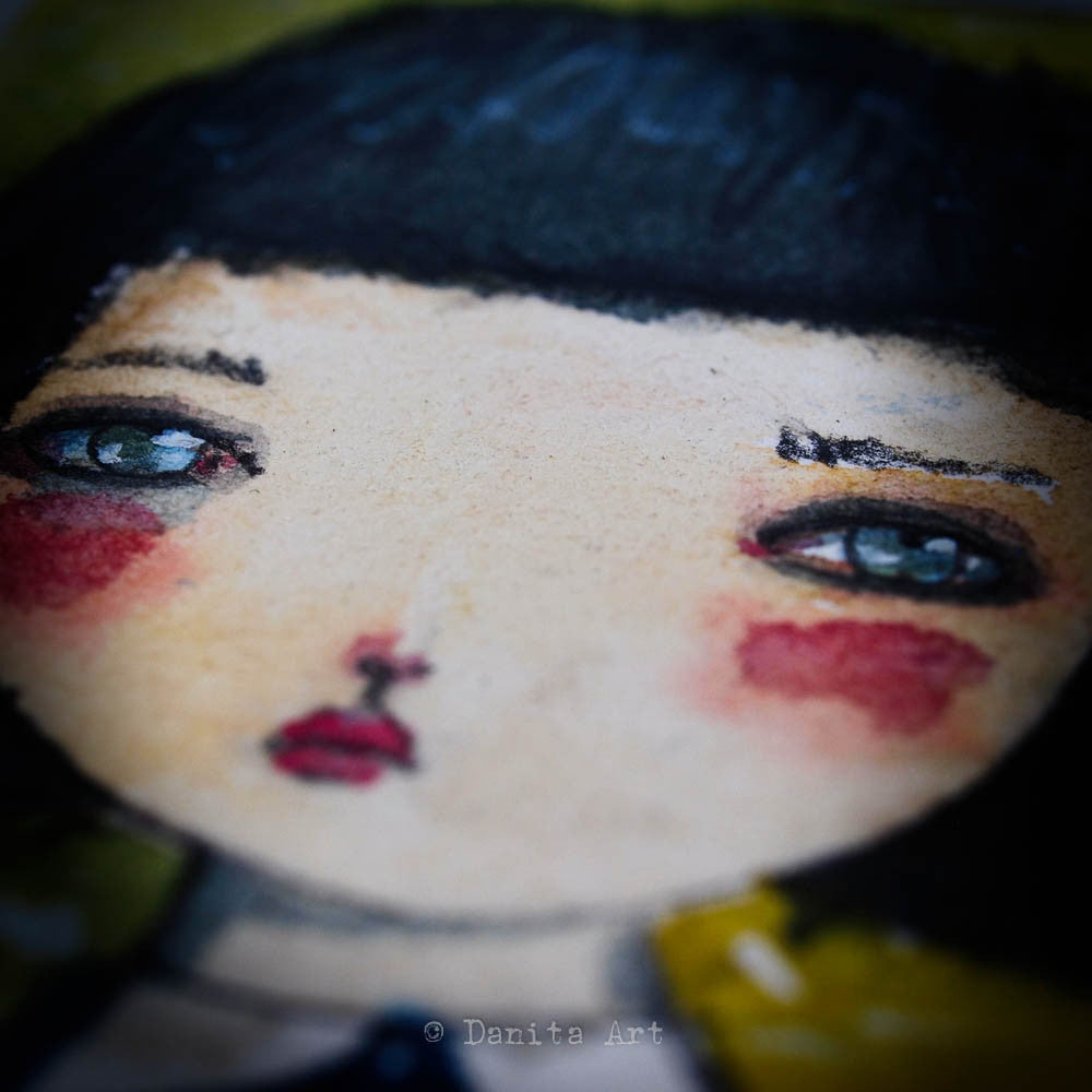 Annabelle, an Original Watercolor ACEO Card Study, Original Art by Danita Art