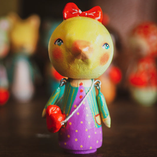 DANYA - An original handmade wooden kokeshi art doll by Danita, Miniature Dolls by Danita Art