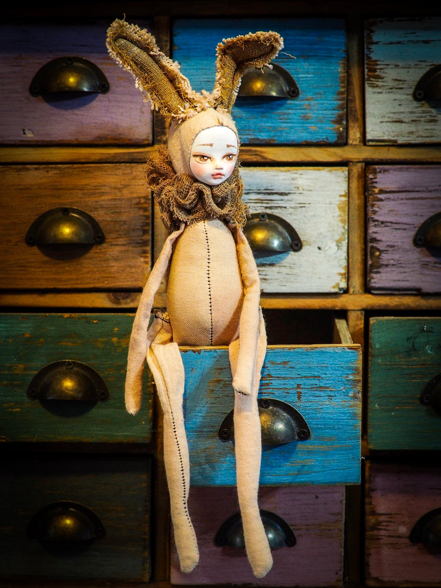 THE BUNNY - An original woodlands handmade art doll by Danita Art