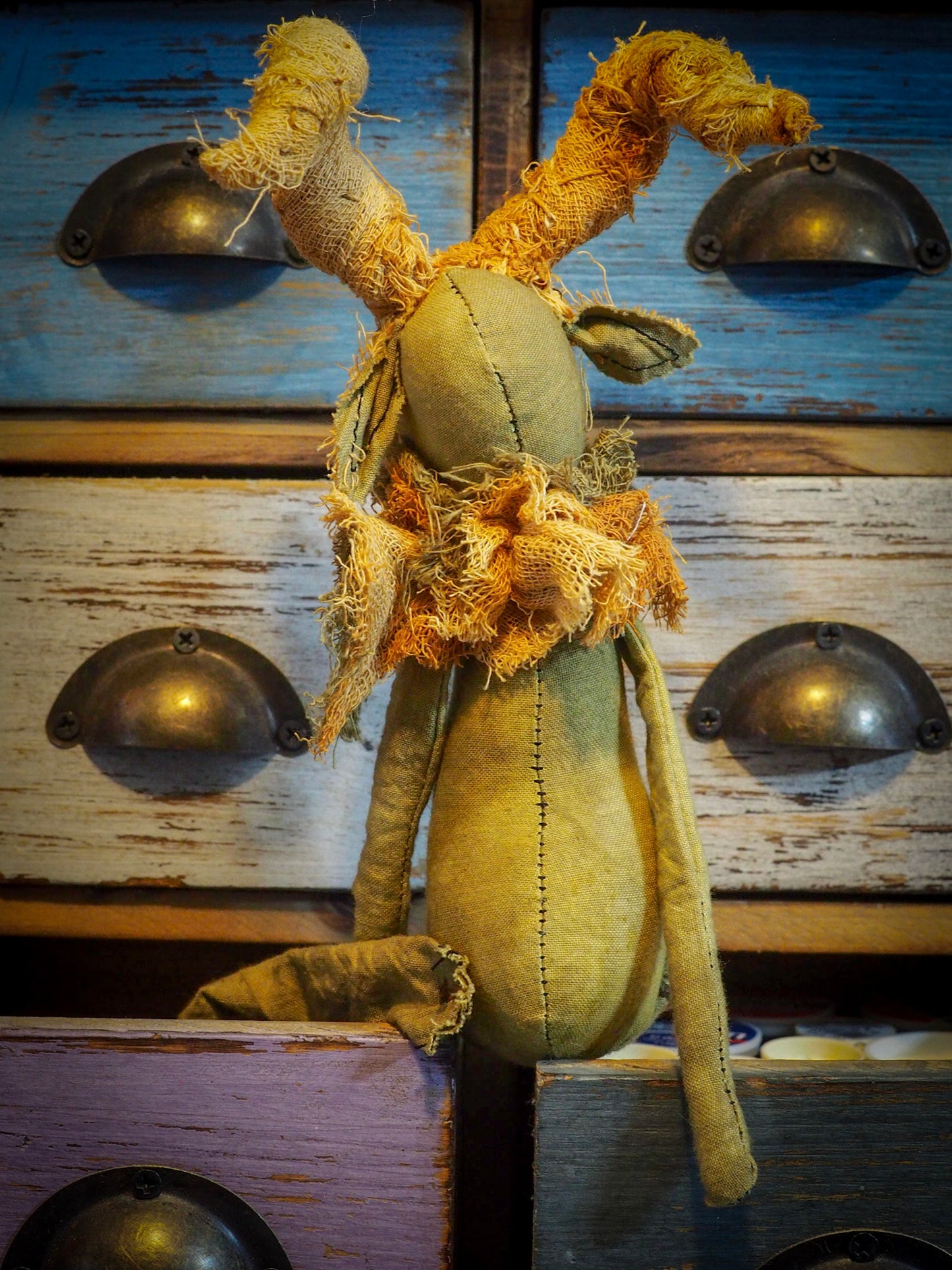 THE FAUN - An original handmade doll by Danita Art, made with original patterns, organic fabric dyed using only natural ingredients like avocado peels, walnuts and marigolds. Each mini art doll in this toy collection is a mini work of huggable fabric art to be treasured by any collector of Danita's melancholic and fantastic work.
