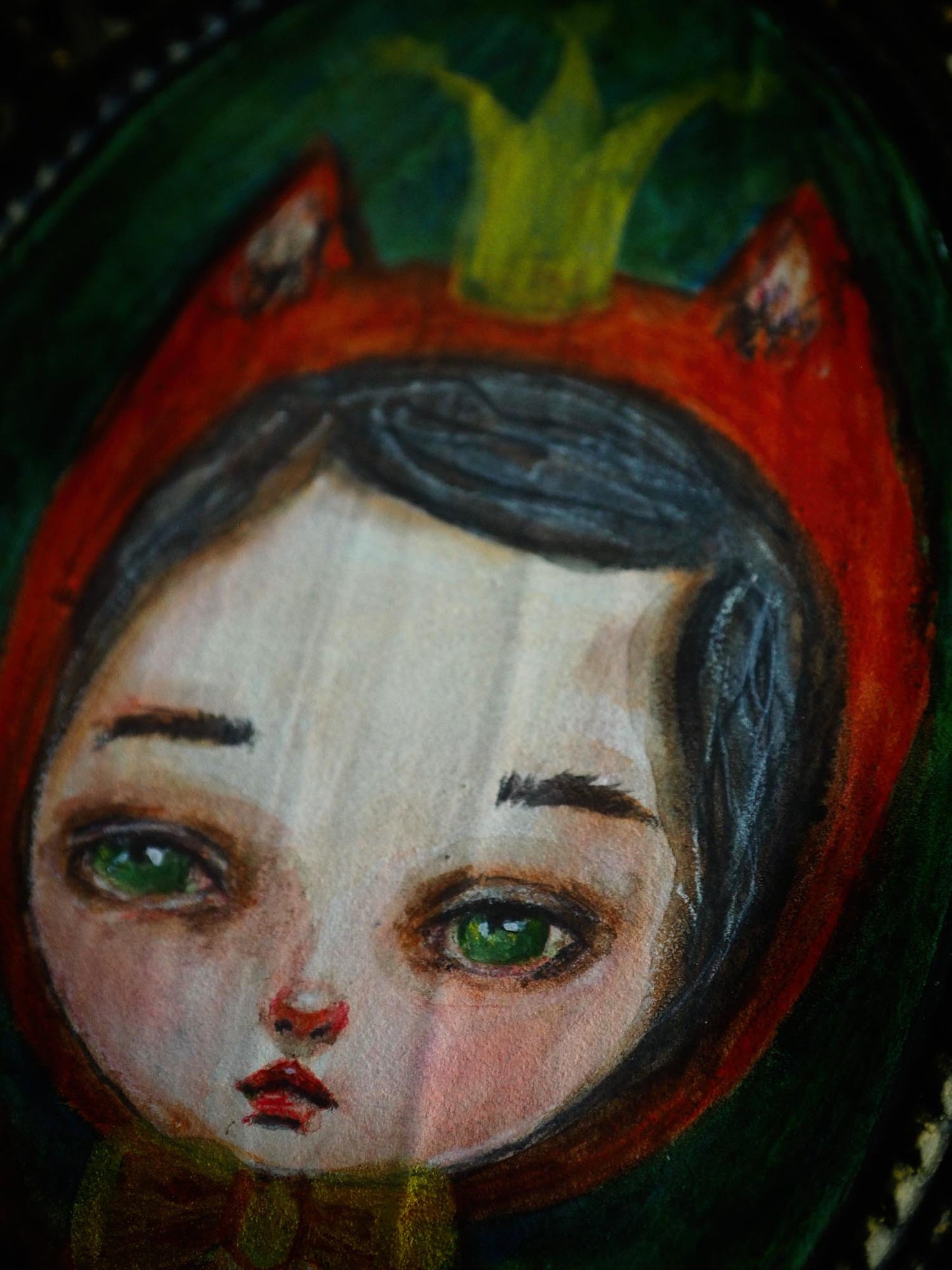 A fox king dwells in the forest on this beautiful watercolor painting by Danita Art