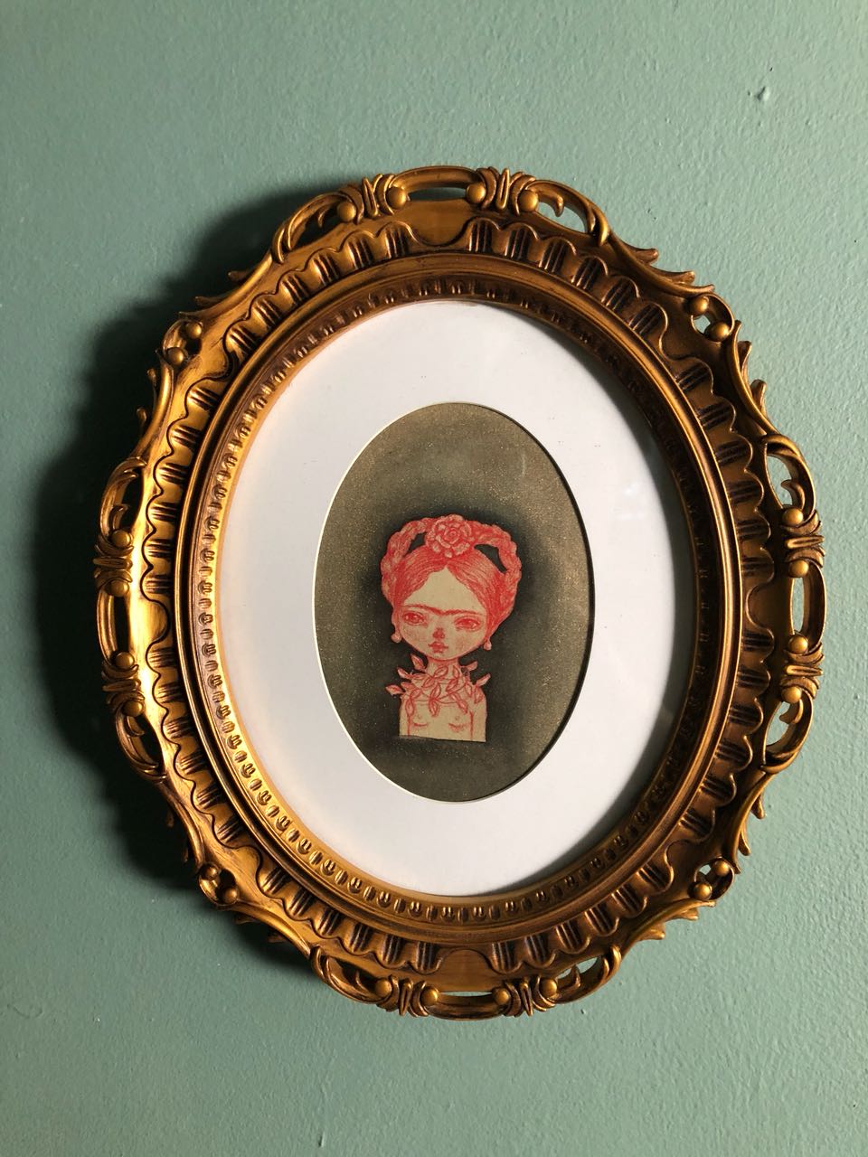 RED FRIDA - Surreal nature mixed media drawing by Danita, Original Art by Danita Art