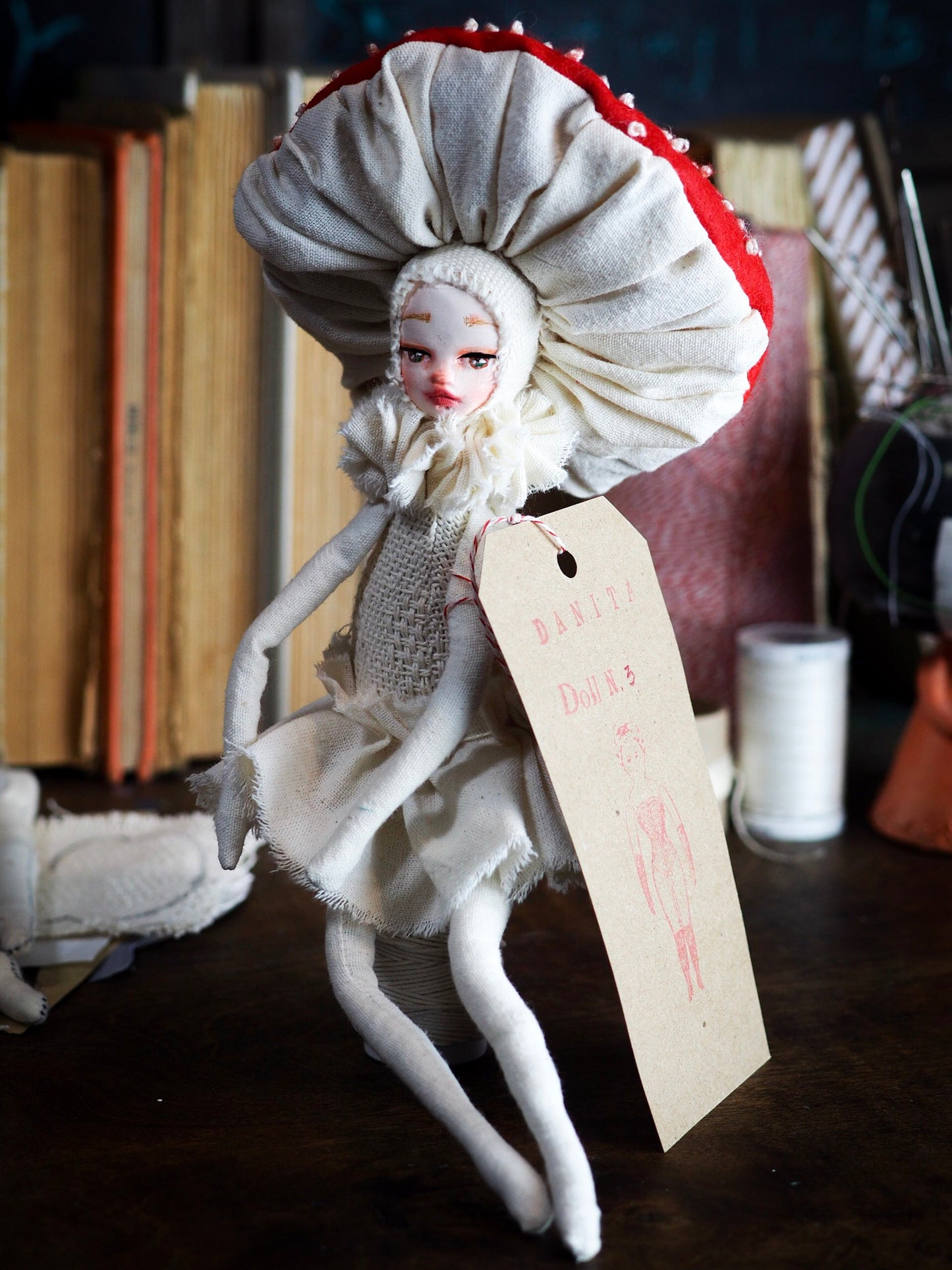 MUSHROOM SPECIMEN N. 3 - Original woodlands handmade art doll by Danita Art, Art Doll by Danita Art