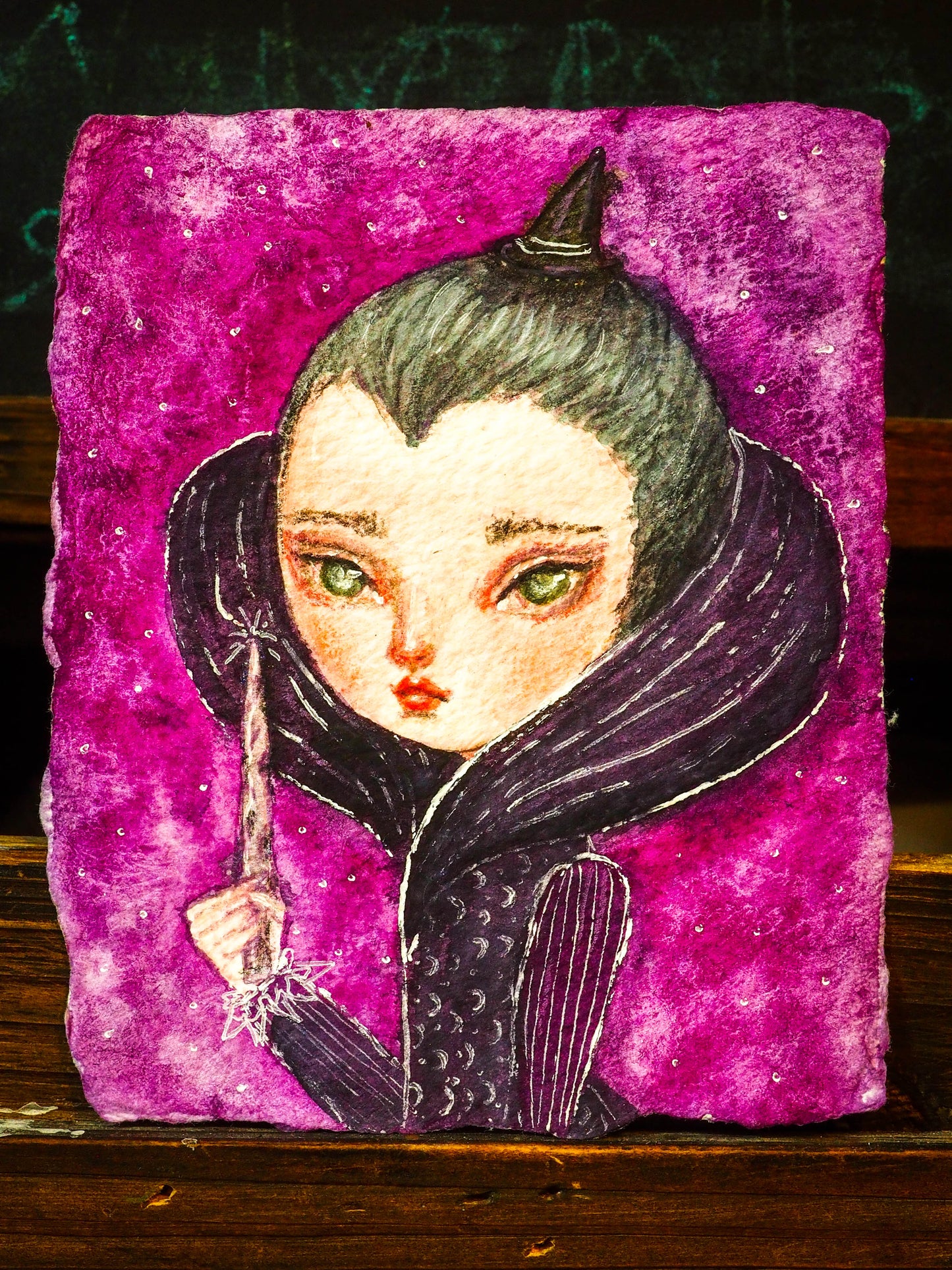 THE SORCERESS - An original watercolor on rough paper by Danita Art
