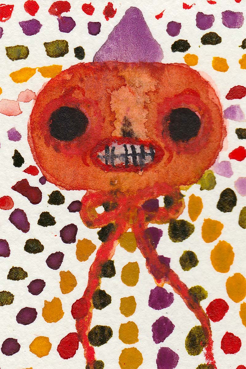 Celebrate Halloween with with one of Idania Salcido colorful watercolor original art mini-paintings. Fits on an standard 4x6 frame, made by Danita Art.