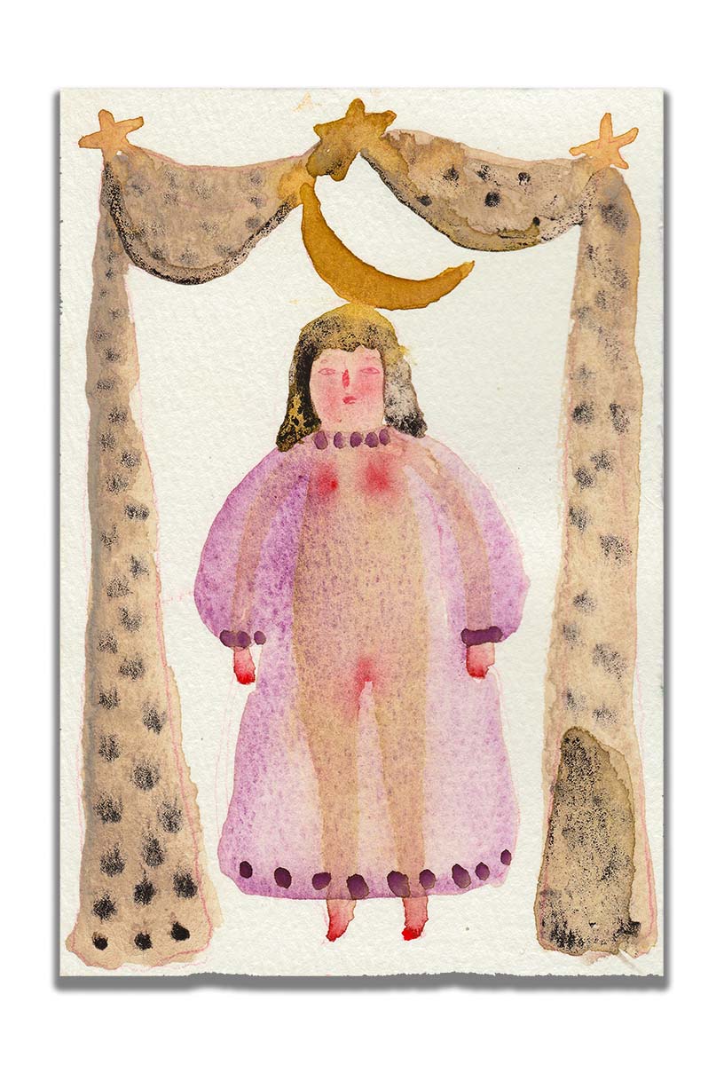 Celebrate Halloween with with one of Idania Salcido colorful watercolor original art mini-paintings. Fits on an standard 4x6 frame, made by Danita Art.
