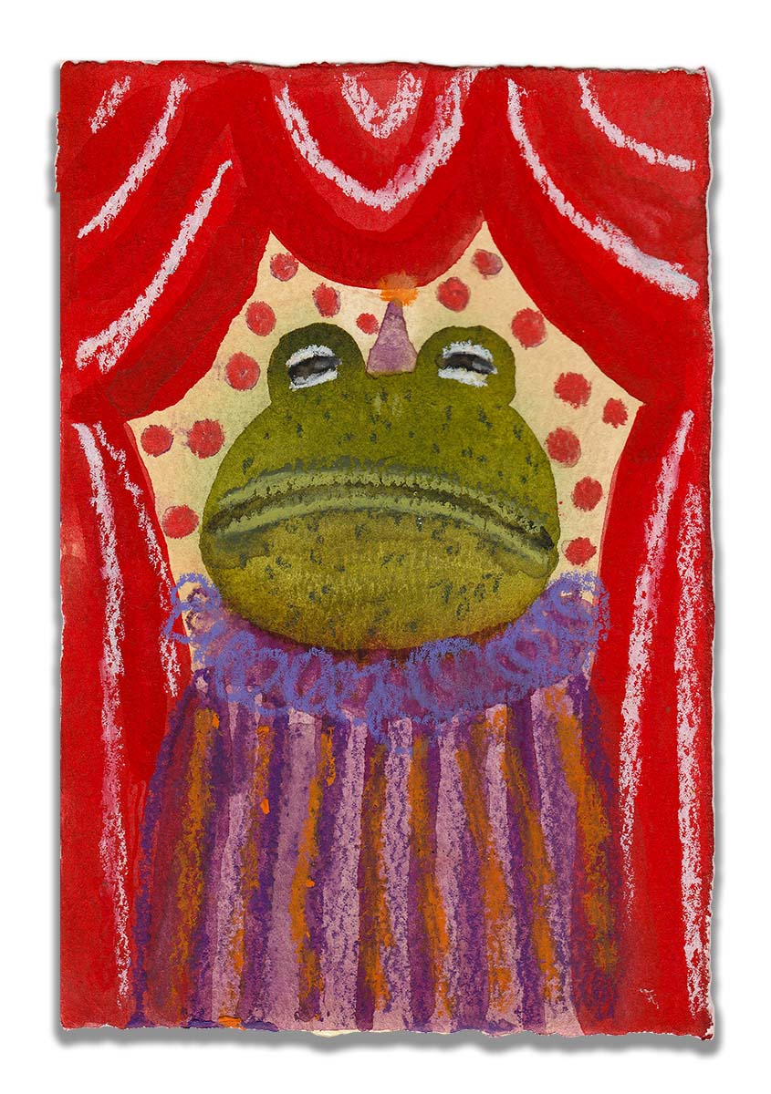 Celebrate Halloween with Idania Salcido colorful hand cut watercolor paper mini-painting art. 4x6 Inches original folk art outsider painting made by Danita Art.