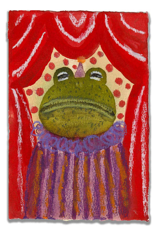 Celebrate Halloween with Idania Salcido colorful hand cut watercolor paper mini-painting art. 4x6 Inches original folk art outsider painting made by Danita Art.