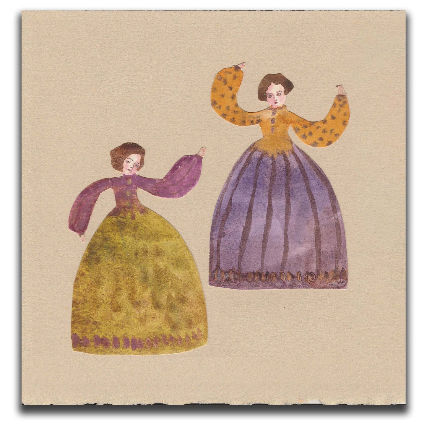 Original watercolor painting illustration paper woman Idania Salcido