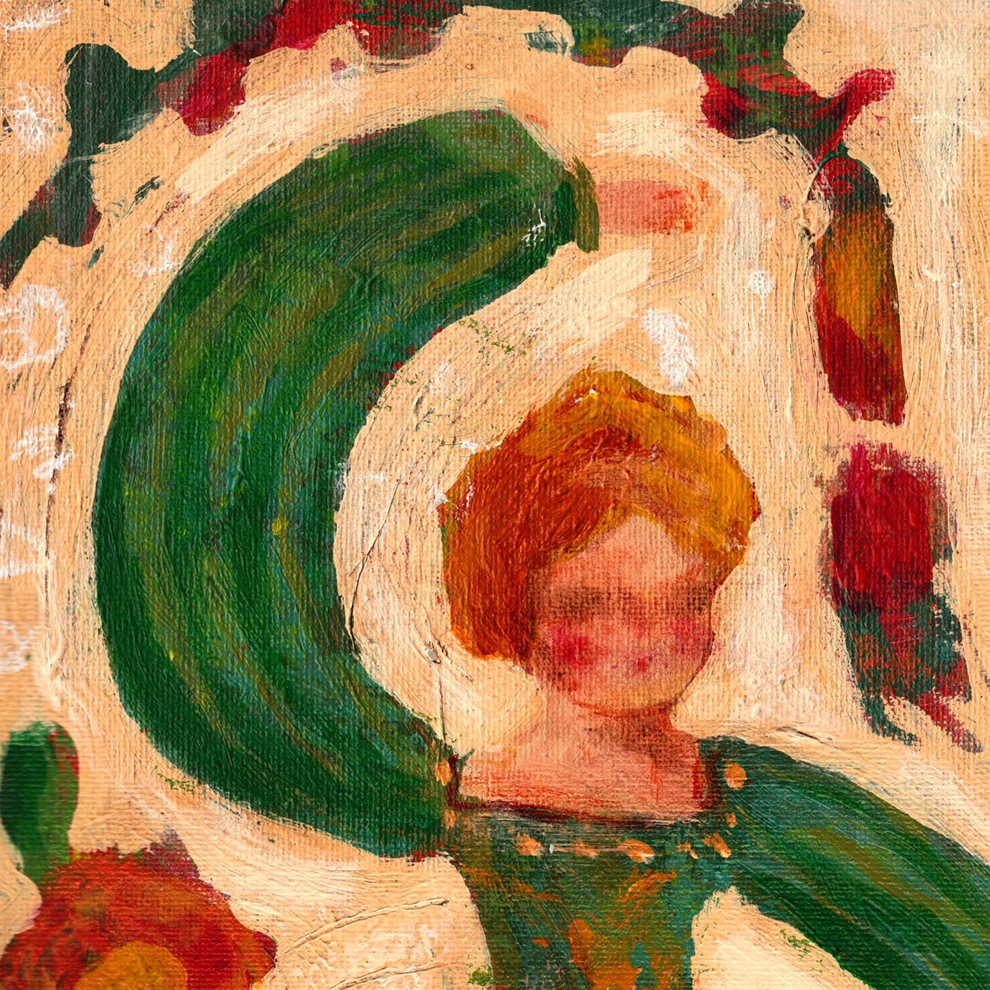 “Bloom Magic” by Idania Salcido, 14x14” acrylic on canvas—folk-art beauty with vibrant blooms, perfect for whimsical, art-filled living spaces.