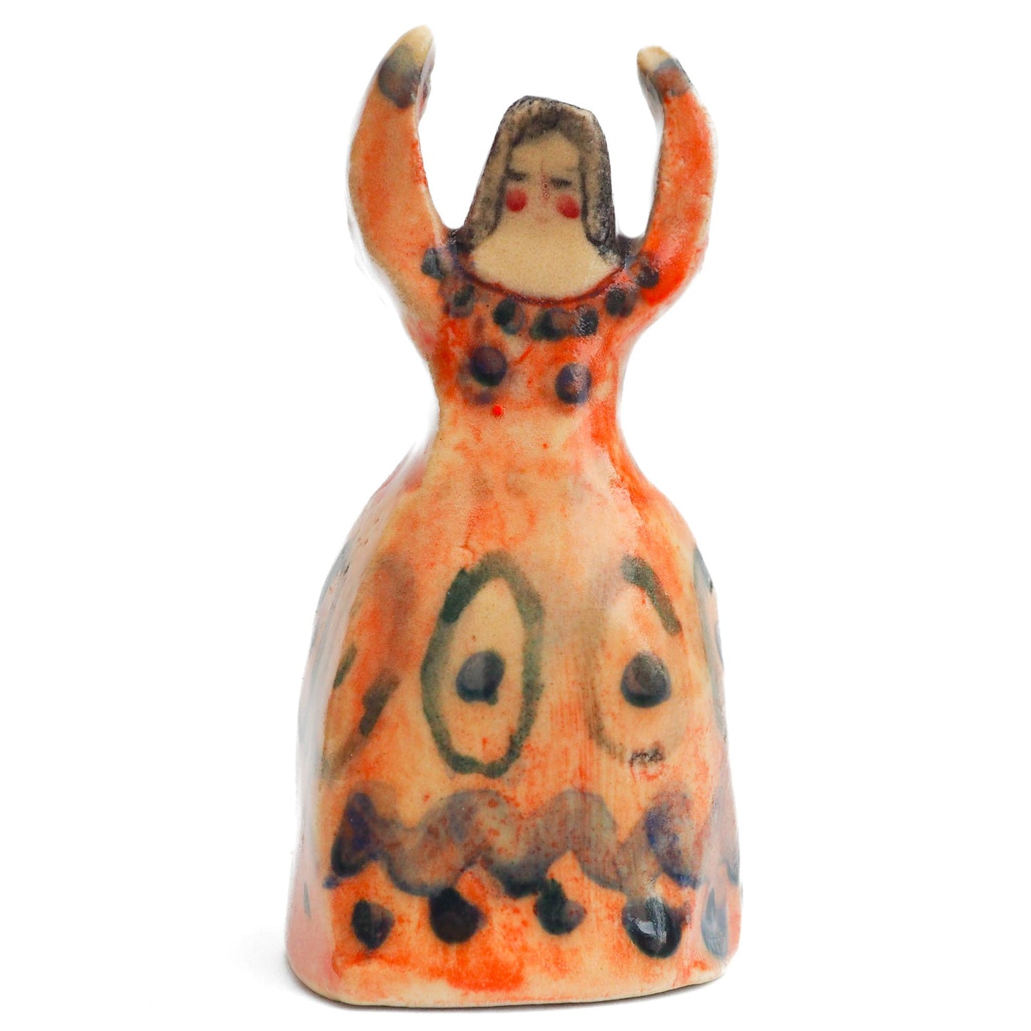 Handmade ceramic woman totem amulet figurine hand painted by Idania Salcido, the artist behind Danita art. Ceramic simulates carved wood with colorful glazes.