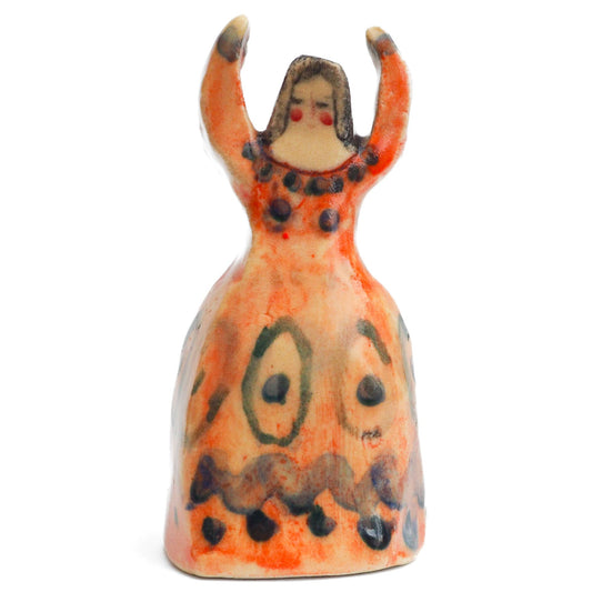 Handmade ceramic woman totem amulet figurine hand painted by Idania Salcido, the artist behind Danita art. Ceramic simulates carved wood with colorful glazes.
