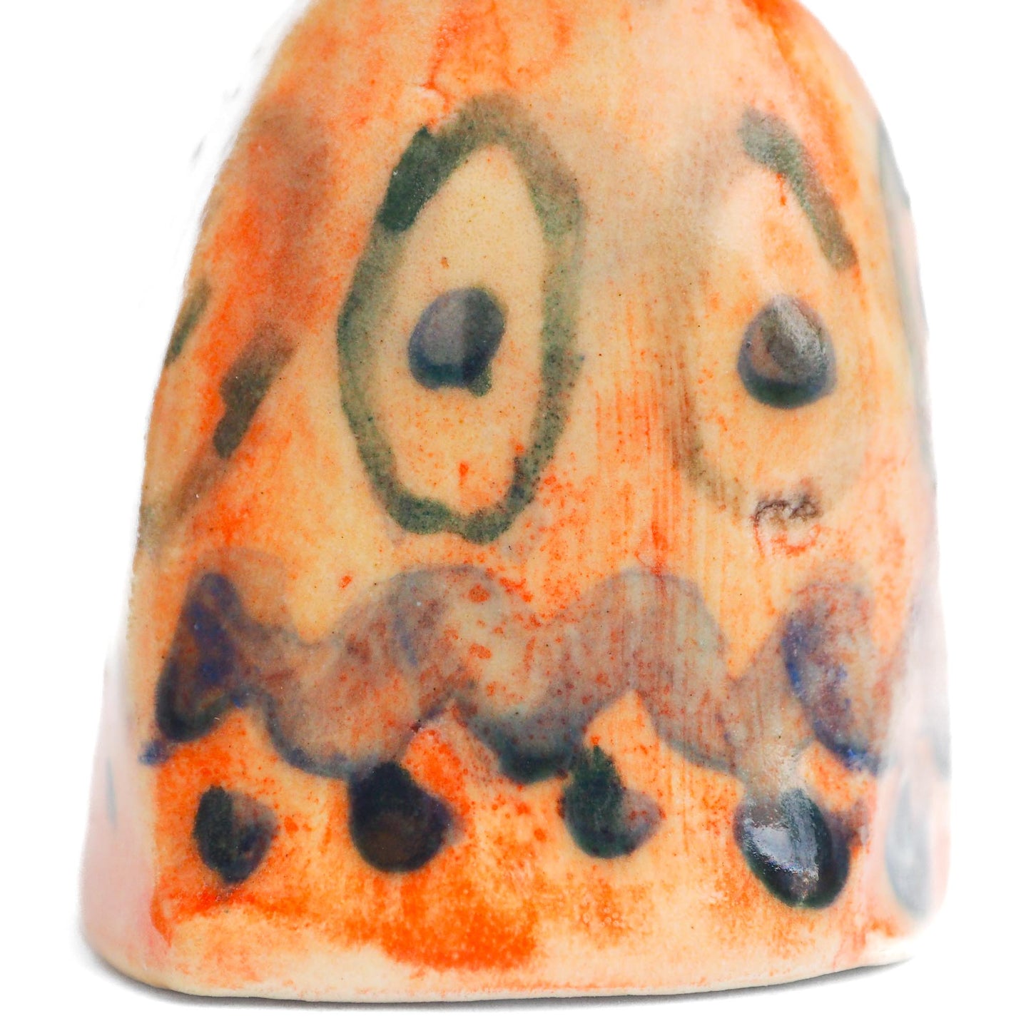Handmade ceramic woman totem amulet figurine hand painted by Idania Salcido, the artist behind Danita art. Ceramic simulates carved wood with colorful glazes.