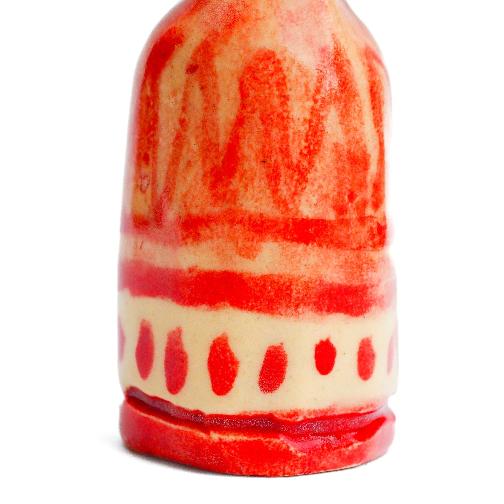 Handmade ceramic woman totem amulet figurine hand painted by Idania Salcido, the artist behind Danita art. Ceramic simulates carved wood with colorful glazes.