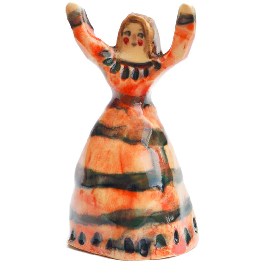 Handmade ceramic woman totem amulet figurine hand painted by Idania Salcido, the artist behind Danita art. Ceramic simulates carved wood with colorful glazes.