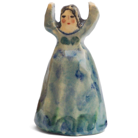 Handmade ceramic woman totem amulet figurine hand painted by Idania Salcido, the artist behind Danita art. Ceramic simulates carved wood with colorful glazes.