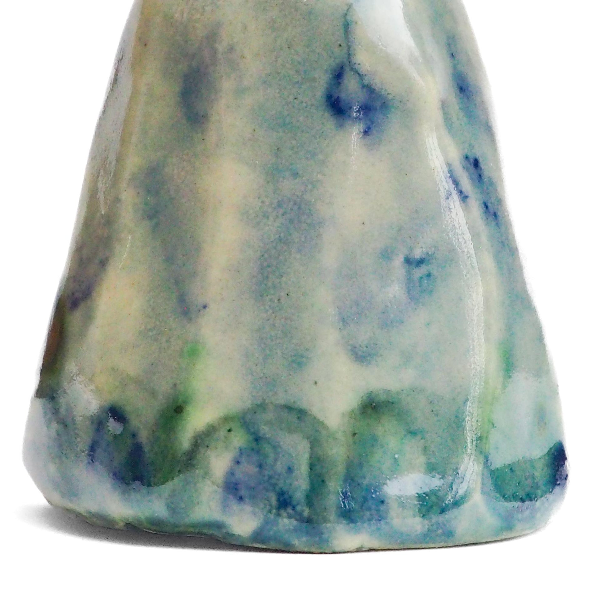 Handmade ceramic woman totem amulet figurine hand painted by Idania Salcido, the artist behind Danita art. Ceramic simulates carved wood with colorful glazes.