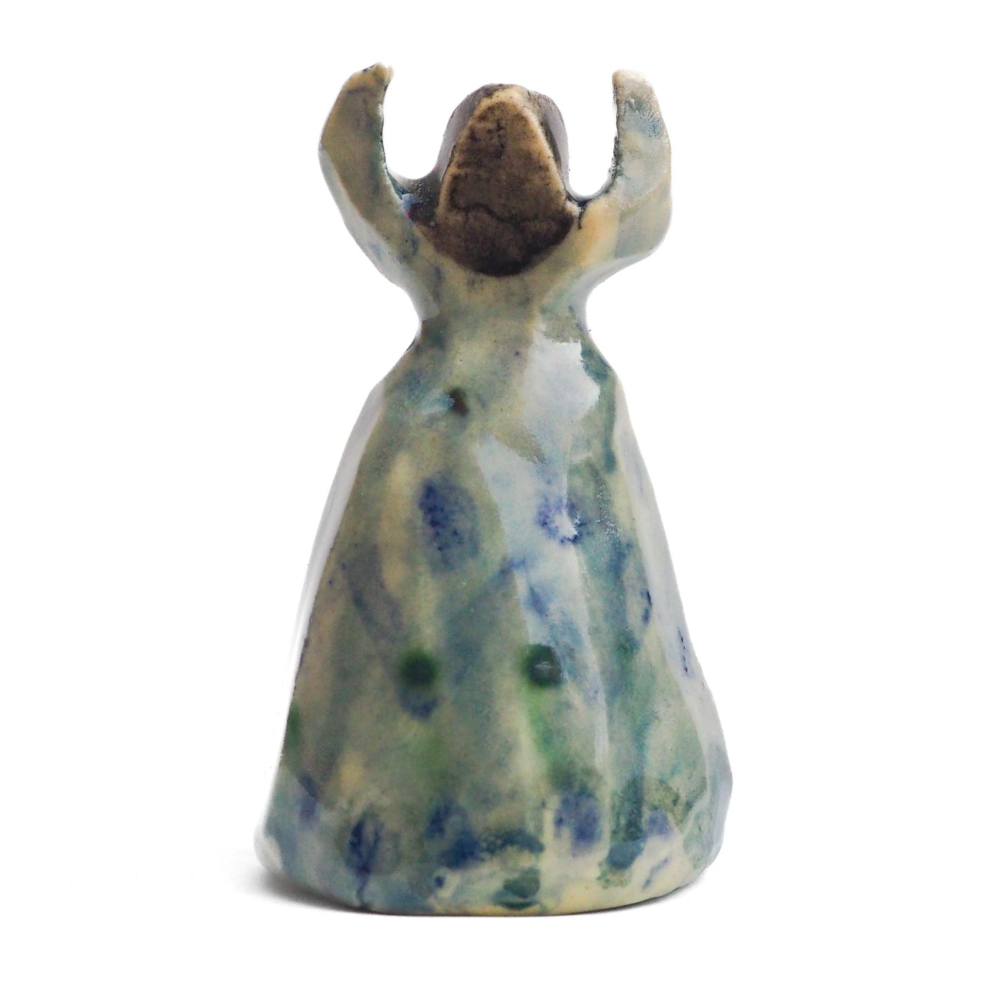 Handmade ceramic woman totem amulet figurine hand painted by Idania Salcido, the artist behind Danita art. Ceramic simulates carved wood with colorful glazes.