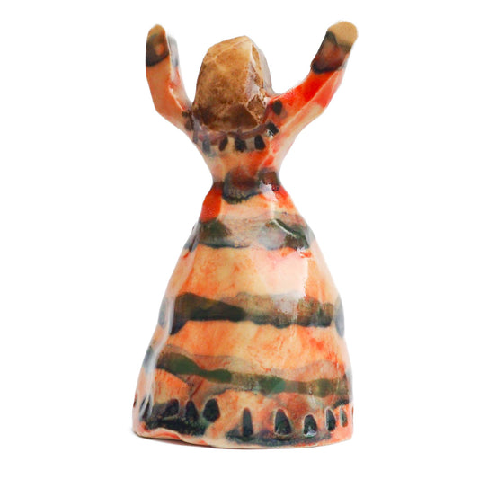Handmade ceramic woman totem amulet figurine hand painted by Idania Salcido, the artist behind Danita art. Ceramic simulates carved wood with colorful glazes.