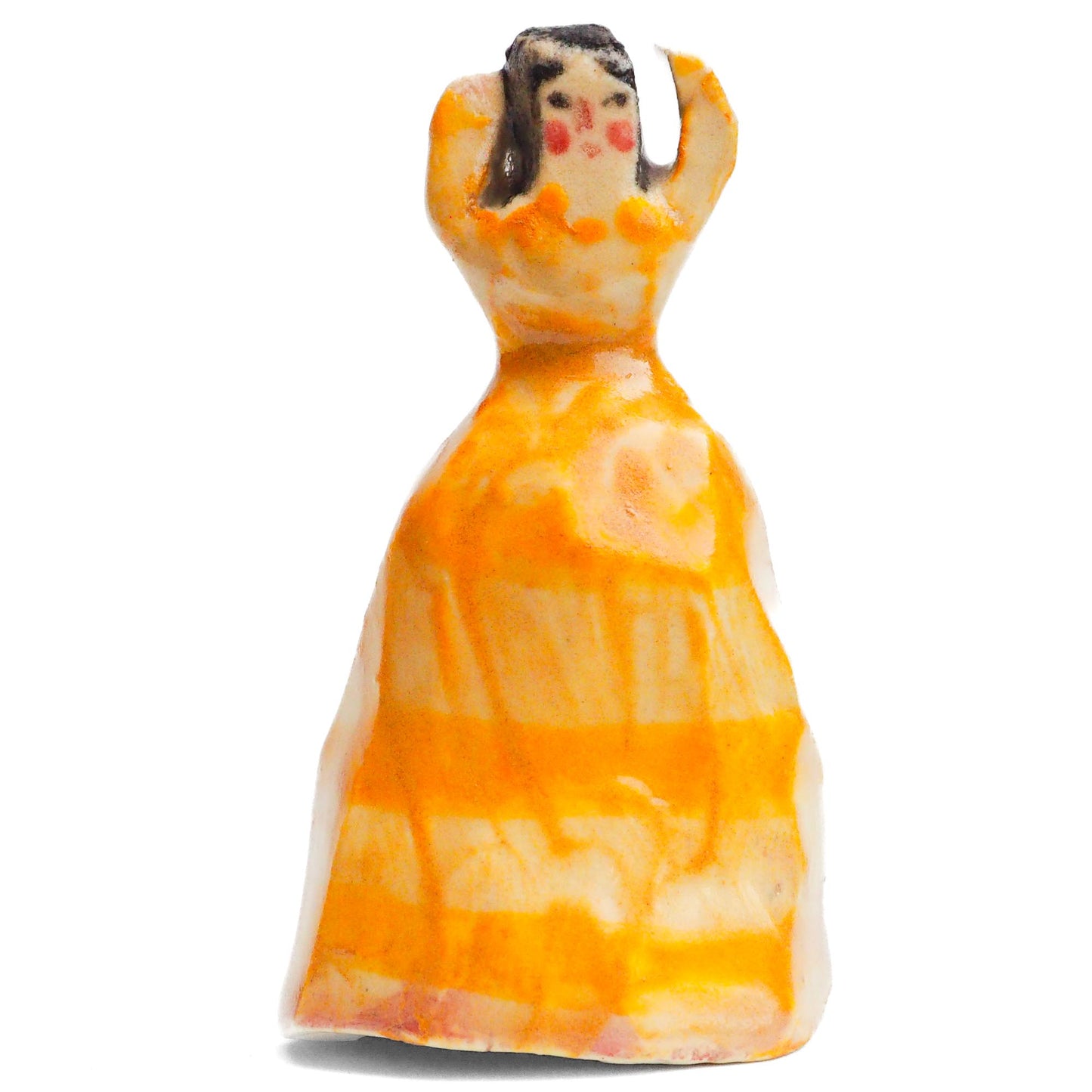 Handmade ceramic woman totem amulet figurine hand painted by Idania Salcido, the artist behind Danita art. Ceramic simulates carved wood with colorful glazes.