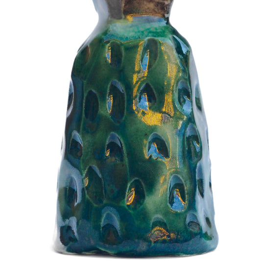 Handmade ceramic mermaid totem amulet figurine hand painted by Idania Salcido, the artist behind Danita art. Ceramic simulates carved wood with colorful glazes.