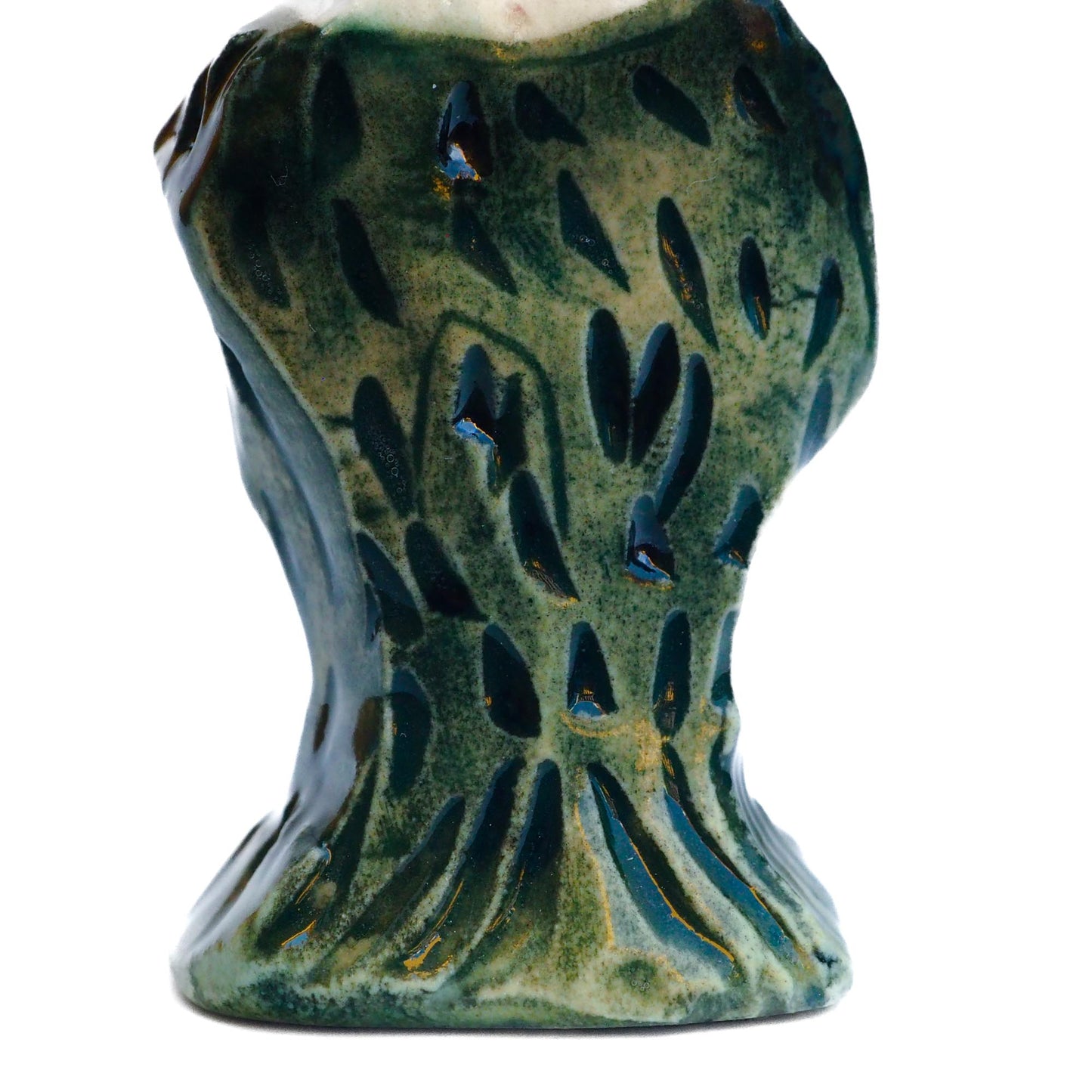 Handmade ceramic mermaid totem amulet figurine hand painted by Idania Salcido, the artist behind Danita art. Ceramic simulates carved wood with colorful glazes.