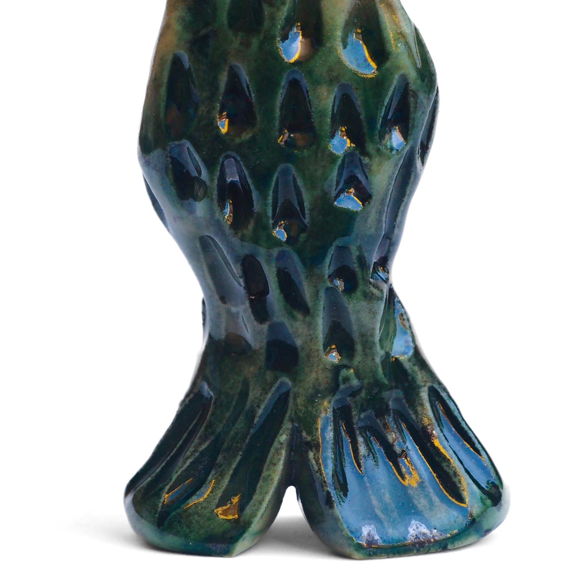 Handmade ceramic mermaid totem amulet figurine hand painted by Idania Salcido, the artist behind Danita art. Ceramic simulates carved wood with colorful glazes.