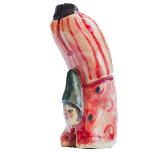 Handmade ceramic totem amulet figurine hand painted by Idania Salcido, the artist behind Danita art. Ceramic simulates carved wood with colorful glazes.