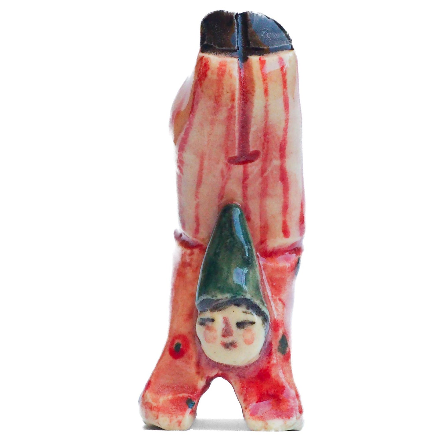 Handmade ceramic totem amulet figurine hand painted by Idania Salcido, the artist behind Danita art. Ceramic simulates carved wood with colorful glazes.