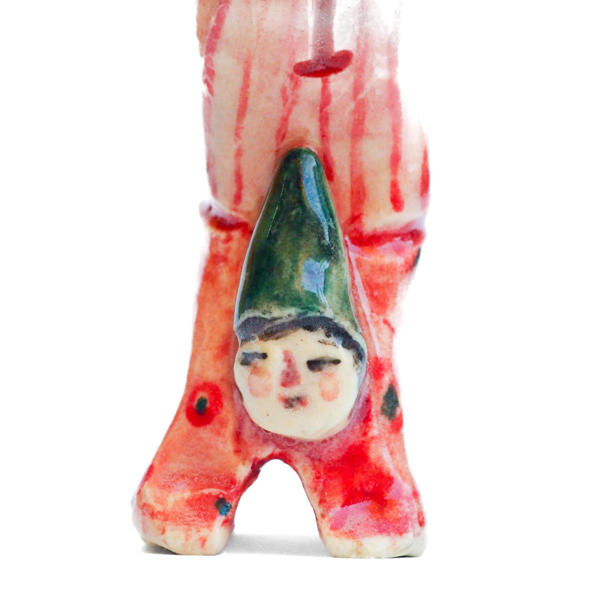 Handmade ceramic totem amulet figurine hand painted by Idania Salcido, the artist behind Danita art. Ceramic simulates carved wood with colorful glazes.