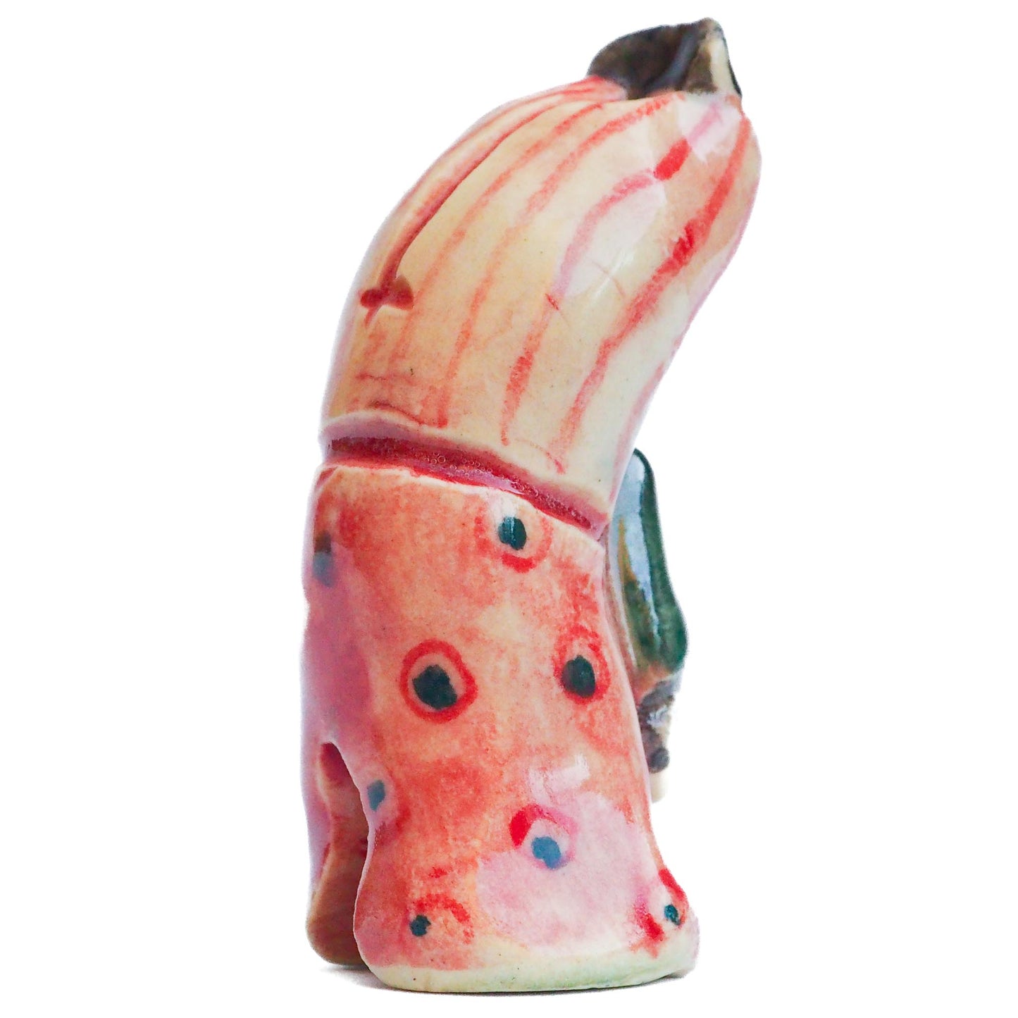 Handmade ceramic totem amulet figurine hand painted by Idania Salcido, the artist behind Danita art. Ceramic simulates carved wood with colorful glazes.