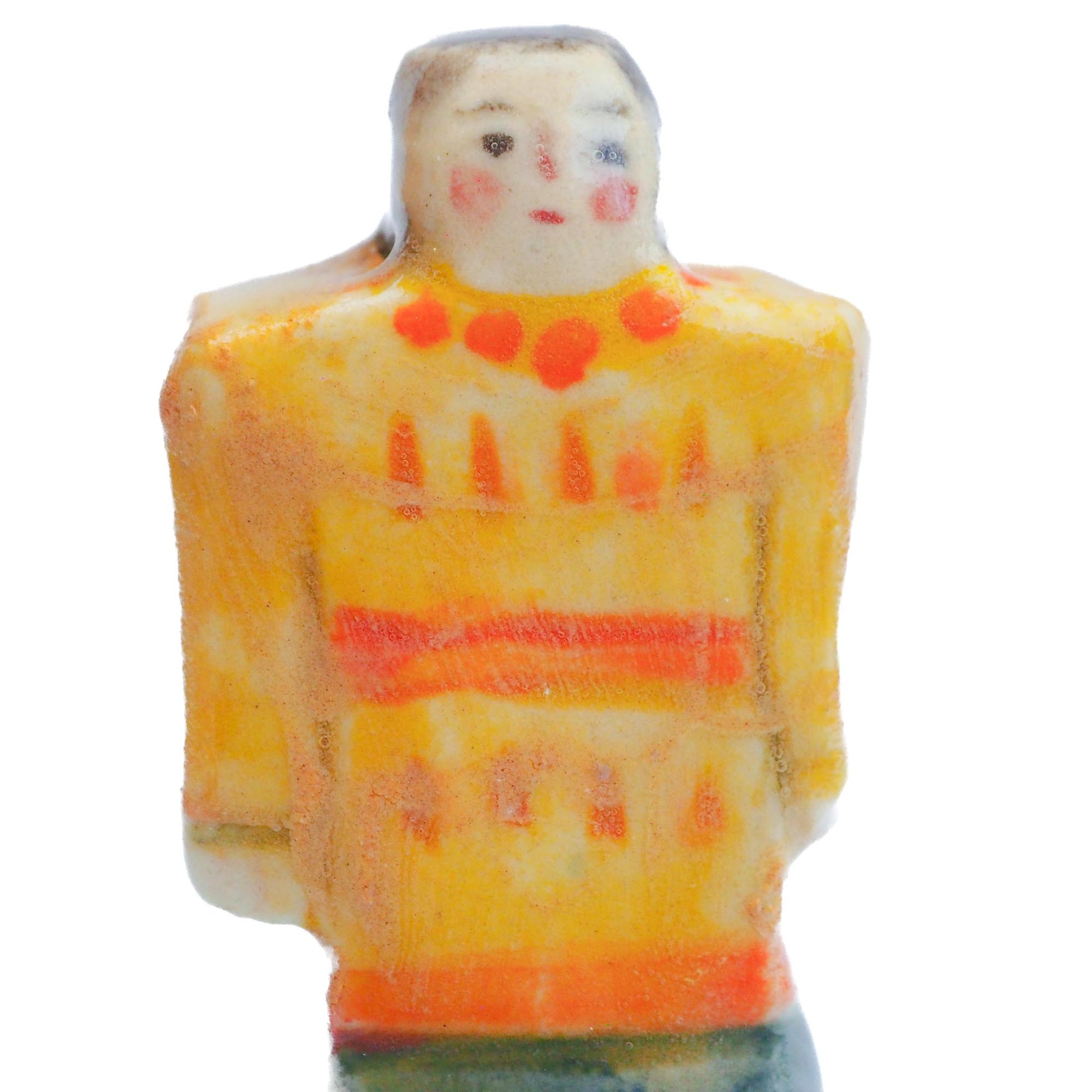 Handmade ceramic totem amulet figurine hand painted by Idania Salcido, the artist behind Danita art. Ceramic simulates carved wood with colorful glazes.