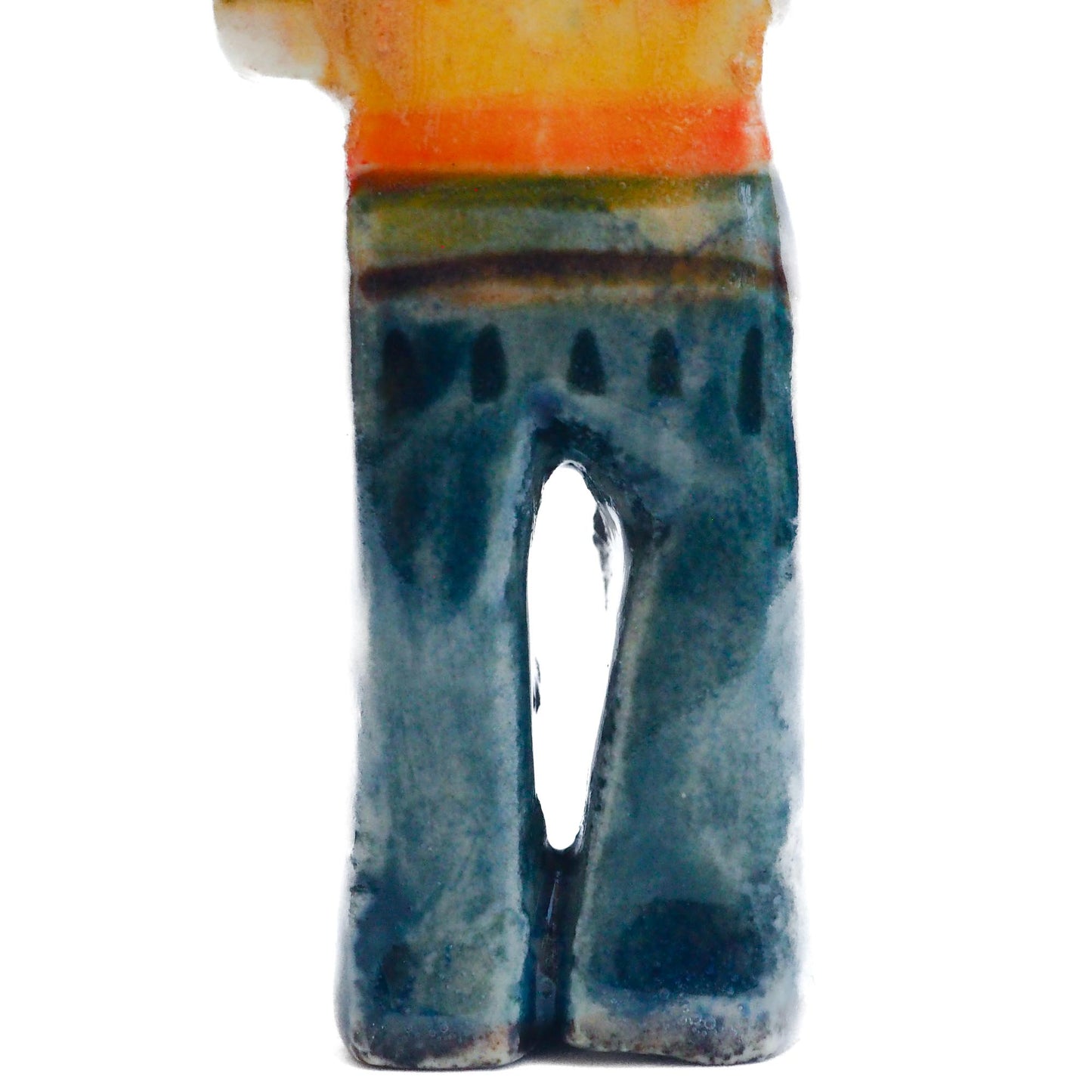 Handmade ceramic totem amulet figurine hand painted by Idania Salcido, the artist behind Danita art. Ceramic simulates carved wood with colorful glazes.