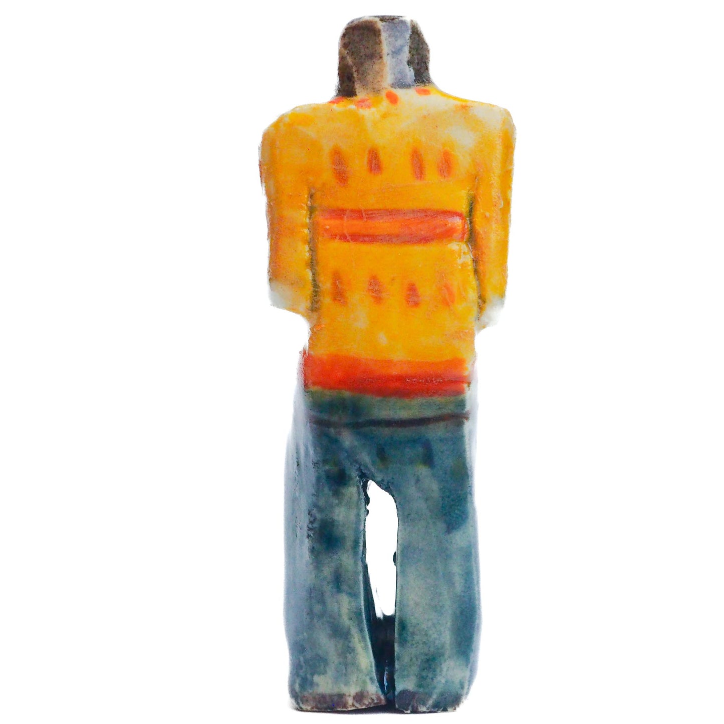 Handmade ceramic totem amulet figurine hand painted by Idania Salcido, the artist behind Danita art. Ceramic simulates carved wood with colorful glazes.