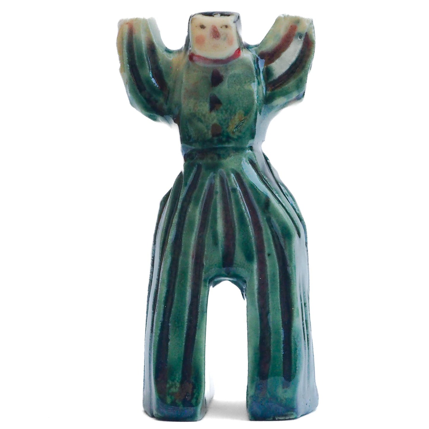 Handmade ceramic totem amulet figurine hand painted by Idania Salcido, the artist behind Danita art. Ceramic simulates carved wood with colorful glazes.