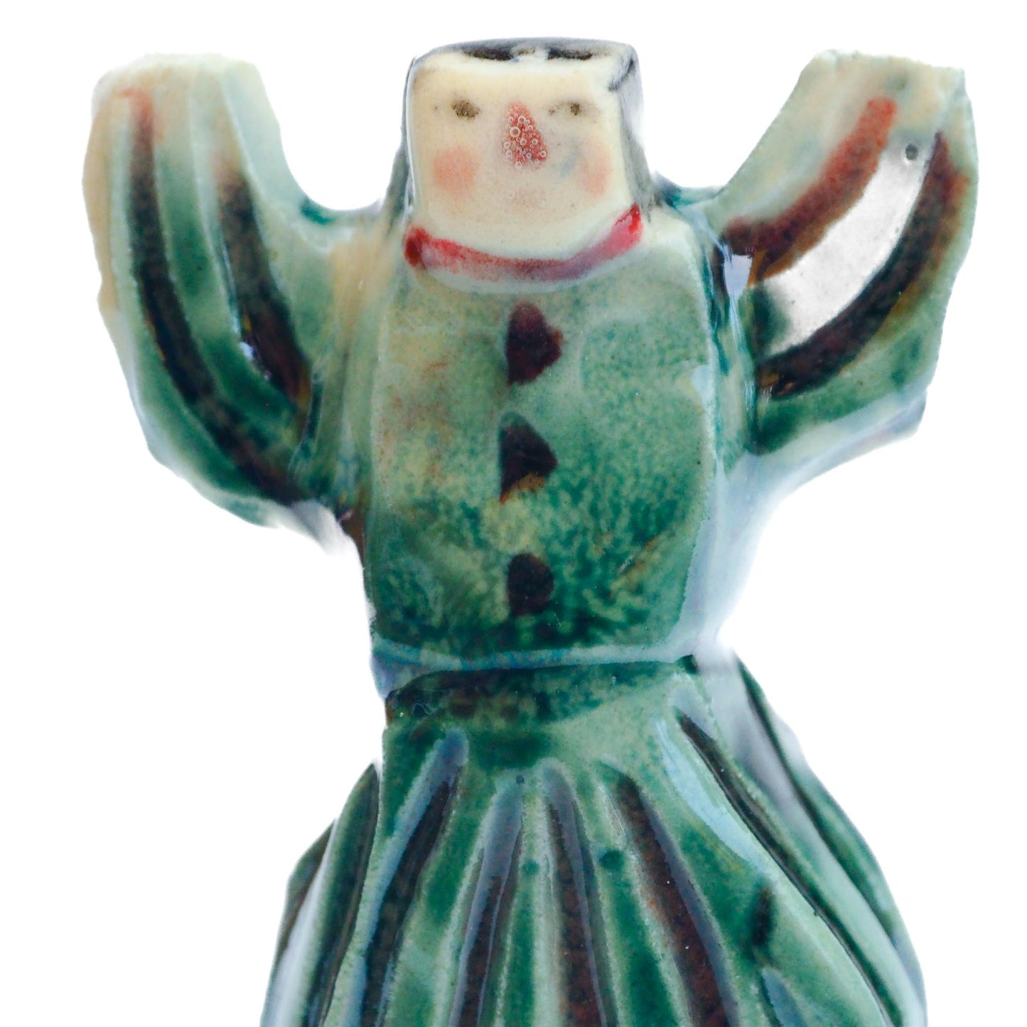 Handmade ceramic totem amulet figurine hand painted by Idania Salcido, the artist behind Danita art. Ceramic simulates carved wood with colorful glazes.