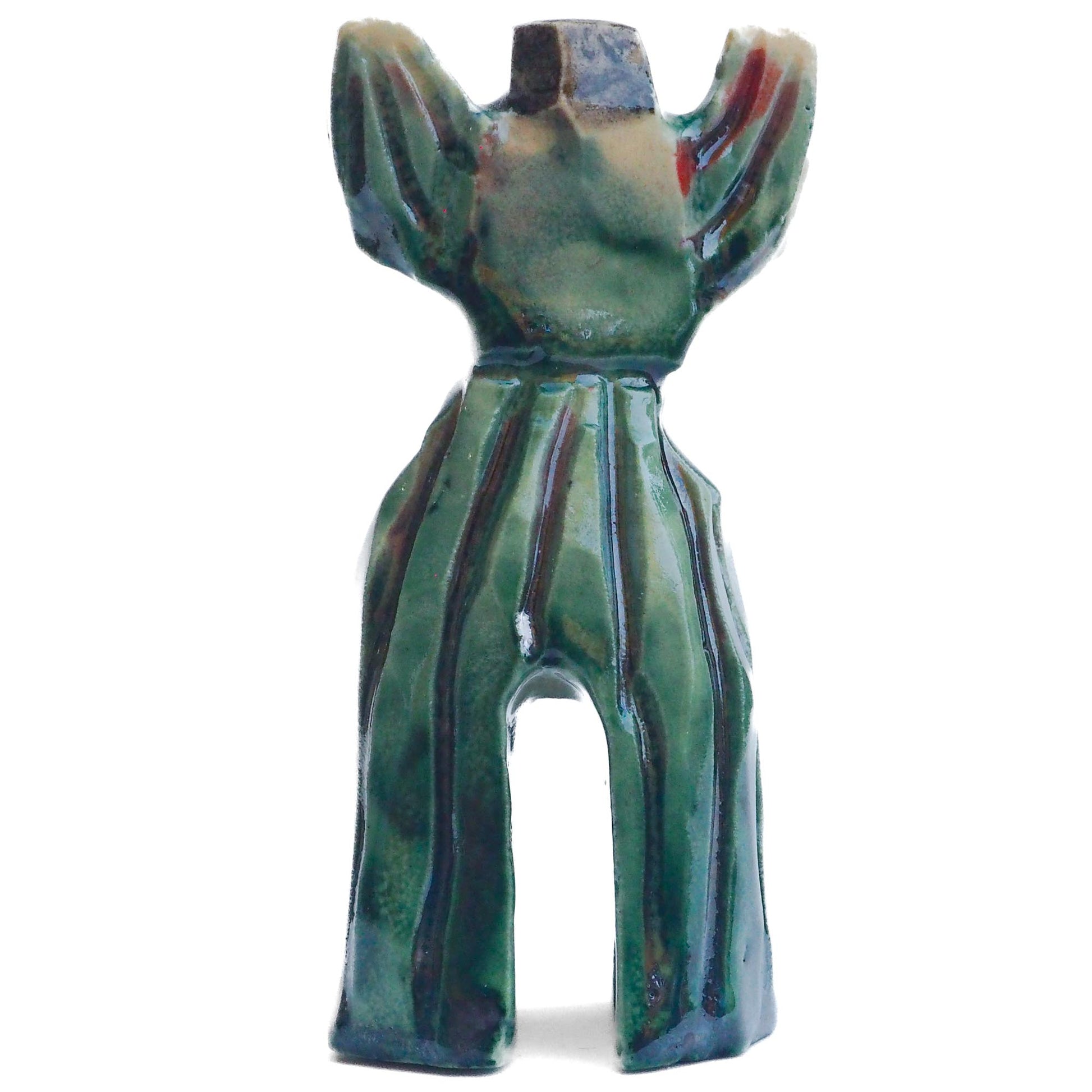 Handmade ceramic totem amulet figurine hand painted by Idania Salcido, the artist behind Danita art. Ceramic simulates carved wood with colorful glazes.