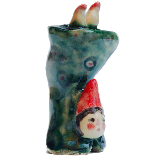 Handmade ceramic totem amulet figurine hand painted by Idania Salcido, the artist behind Danita art. Ceramic simulates carved wood with colorful glazes.