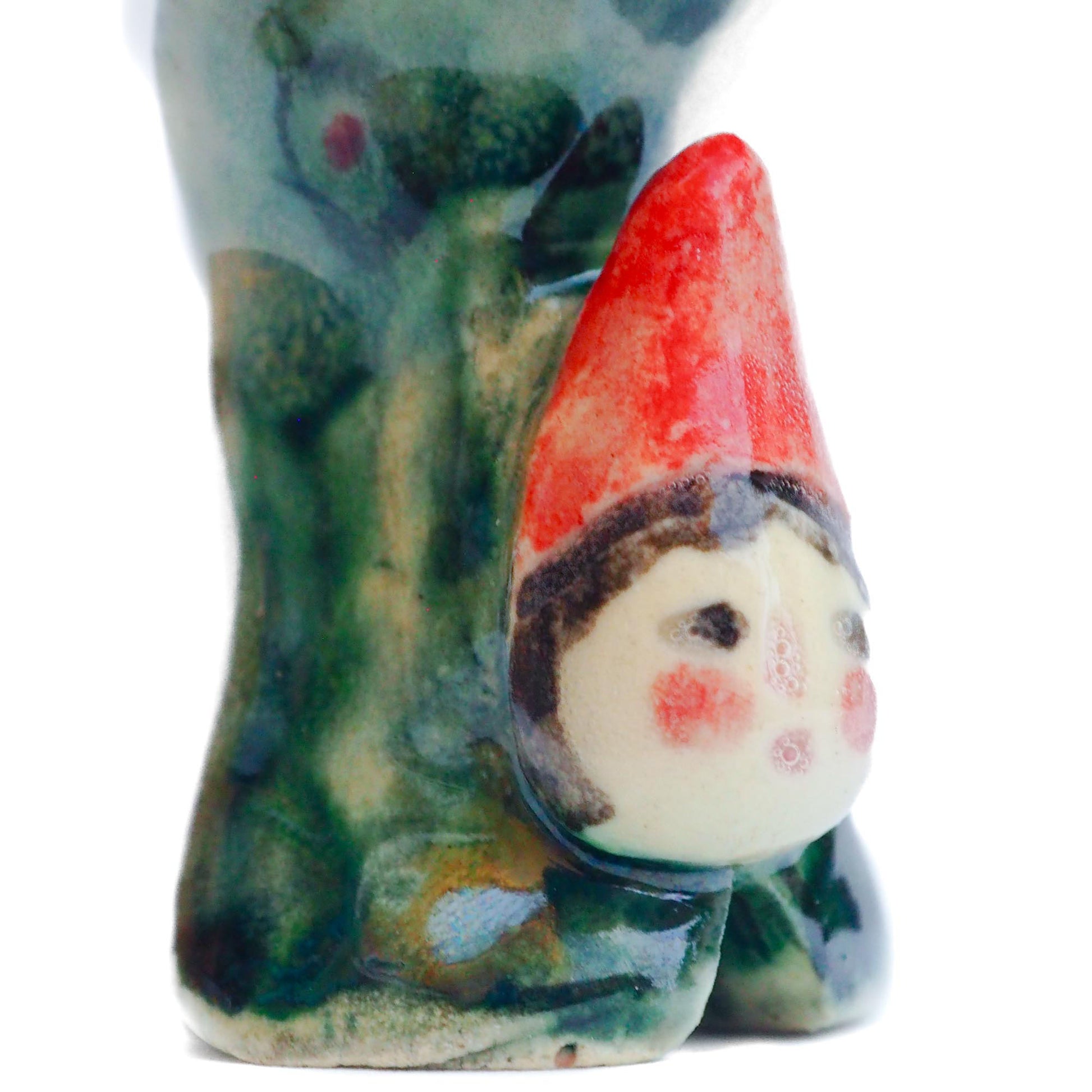 Handmade ceramic totem amulet figurine hand painted by Idania Salcido, the artist behind Danita art. Ceramic simulates carved wood with colorful glazes.
