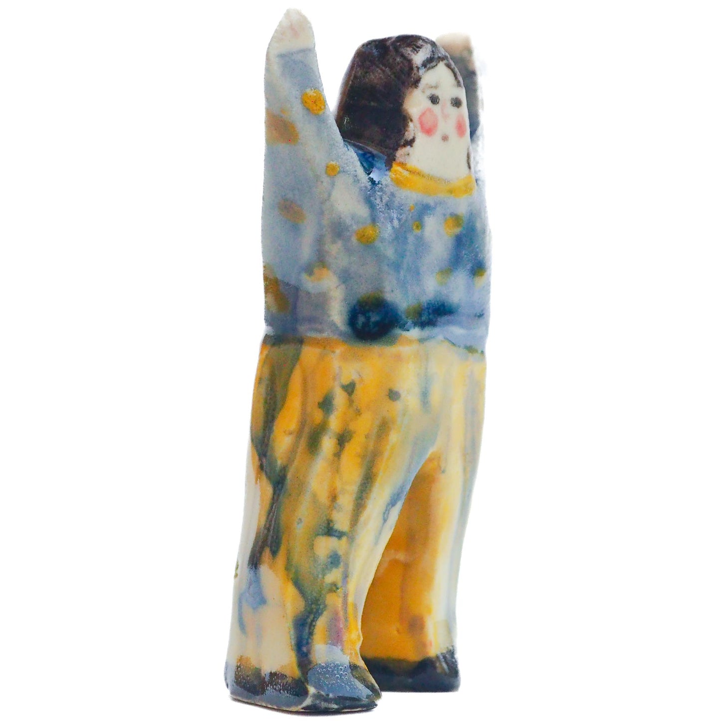 Handmade ceramic totem amulet figurine hand painted by Idania Salcido, the artist behind Danita art. Ceramic simulates carved wood with colorful glazes.